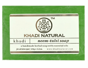 Мыло натуральное глицериновое Ним и Тулси (Neem Tulsi Soap) Khadi, 125г Мыло натуральное глицериновое Ним и Тулси (Neem Tulsi Soap) Khadi, 125г