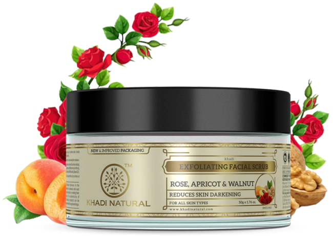 Скраб для лица Роза и Абрикосовая косточка (Exfoliating Facial Scrub Rose, Apricot & Walnut), Khadi, 50г Скраб для лица Роза и Абрикосовая косточка (Exfoliating Facial Scrub Rose, Apricot & Walnut), Khadi, 50г