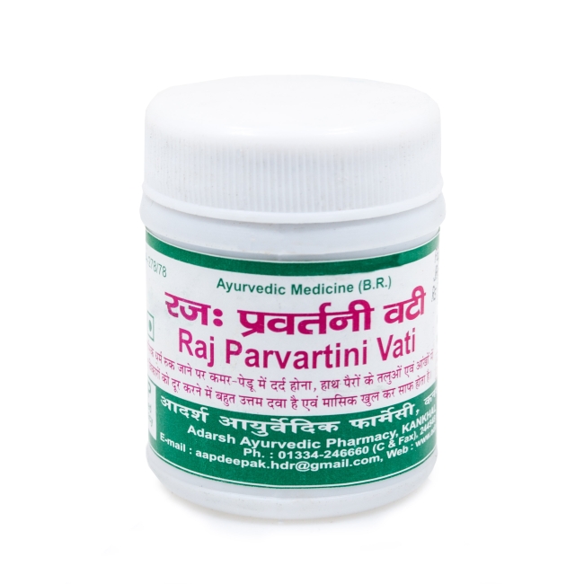 Радж Парватини Вати (Raj Parvartini Vati) Adarsh, таблетки, 40г Радж Парватини Вати (Raj Parvartini Vati) Adarsh, таблетки, 40г