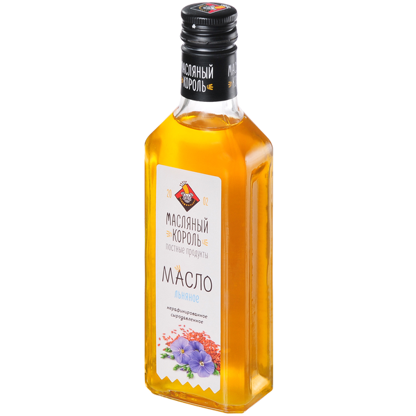 Масло льняное, нерафинированное сыродавленное, Масляный Король, 100/250/350 мл