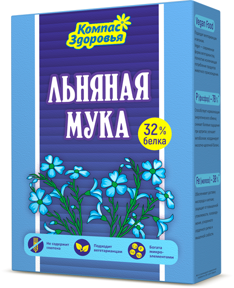 Мука Льняная, Компас Здоровья, 300 г Мука Льняная, Компас Здоровья, 300 г