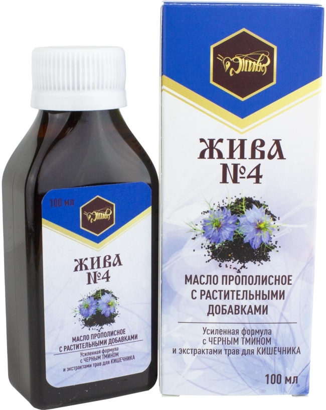 Жива №4, масло прополисное с экстрактами трав для кишечника , Жива, 100 мл Жива №4, масло прополисное с экстрактами трав для кишечника , Жива, 100 мл