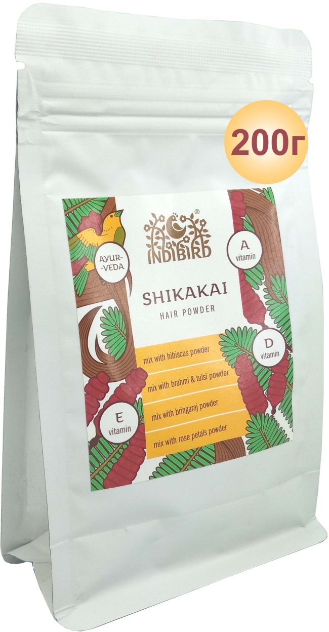 Шикакай, порошок для волос (Shikakai Hair Powder), Indibird, 50г/200г/1кг Шикакай, порошок для волос (Shikakai Hair Powder), Indibird, 50г/200г/1кг