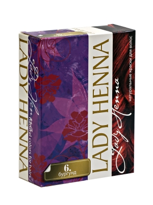 Бургунд - краска для волос на основе хны LADY HENNA, 6х10 г Бургунд - краска для волос на основе хны LADY HENNA, 6х10 г