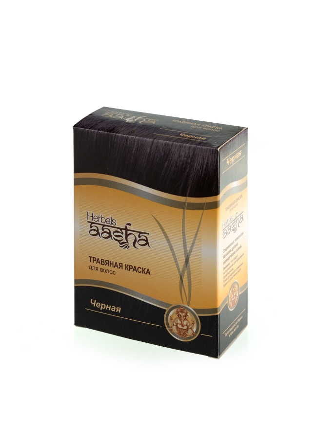 Краска для волос травяная Черная Aasha Herbals, 6х10г Краска для волос травяная Черная Aasha Herbals, 6х10г