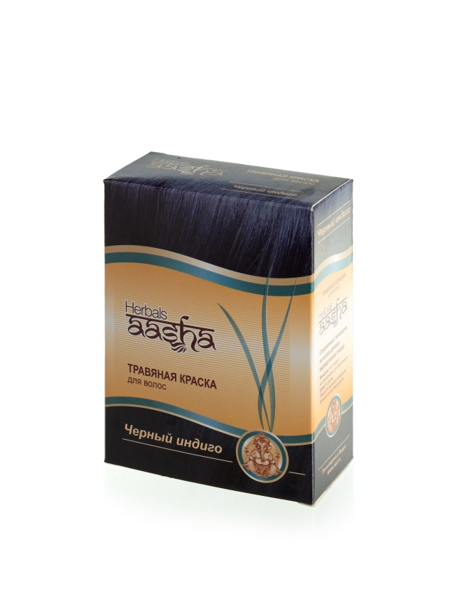 Краска для волос травяная Черный индиго Aasha Herbals, 6х10г Краска для волос травяная Черный индиго Aasha Herbals, 6х10г
