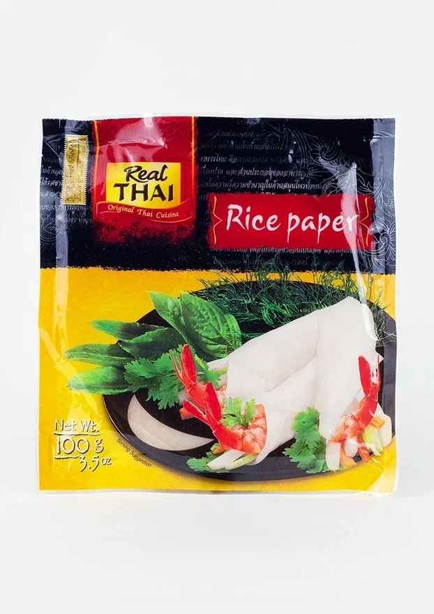 Рисовая бумага круглая, 16см (Rice Paper), Real Thai, 100г Рисовая бумага круглая, 16см (Rice Paper), Real Thai, 100г