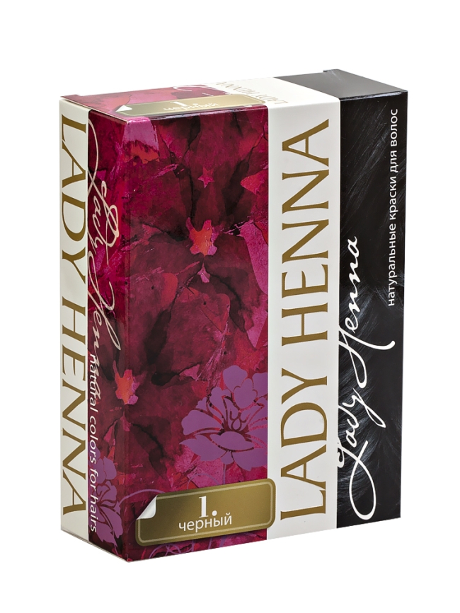 Черный - краска для волос на основе хны LADY HENNA, 6х10 г Черный - краска для волос на основе хны LADY HENNA, 6х10 г
