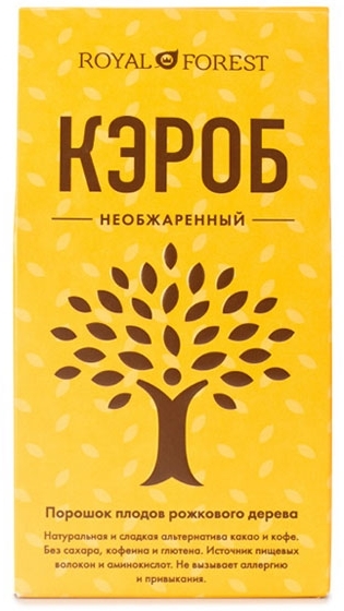 Кэроб необжаренный (порошок плодов рожкового дерева), Royal Forest, Транскэроб, 100г Кэроб необжаренный (порошок плодов рожкового дерева), Royal Forest, Транскэроб, 100г