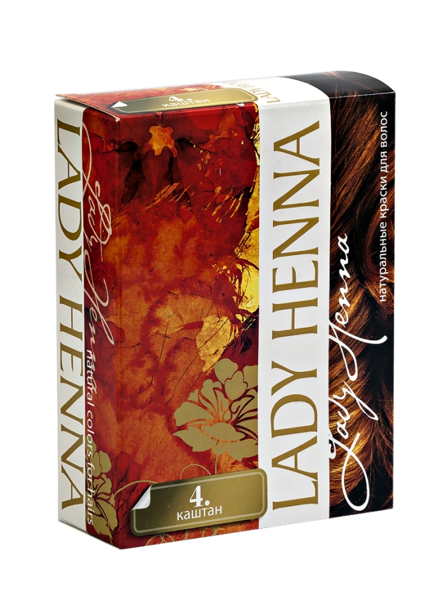 Каштан - краска для волос на основе хны LADY HENNA, 6х10 г Каштан - краска для волос на основе хны LADY HENNA, 6х10 г