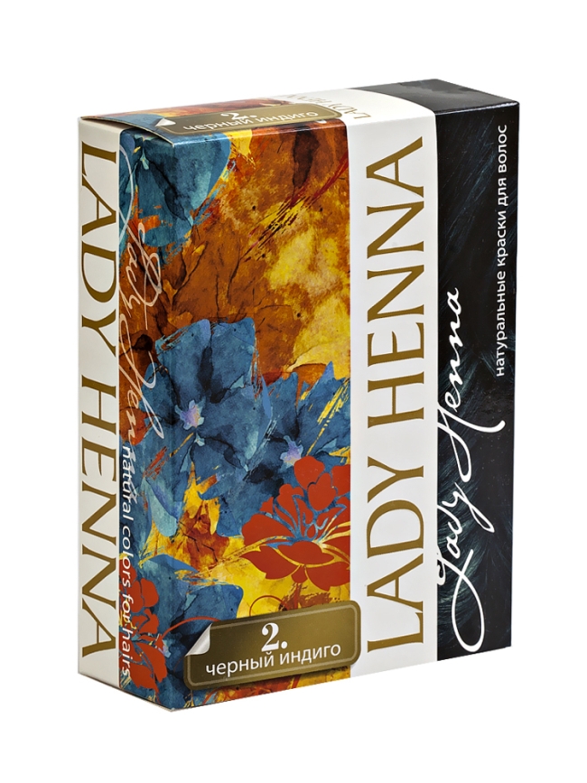 Черный индиго - краска для волос на основе хны LADY HENNA, 6х10 г Черный индиго - краска для волос на основе хны LADY HENNA, 6х10 г