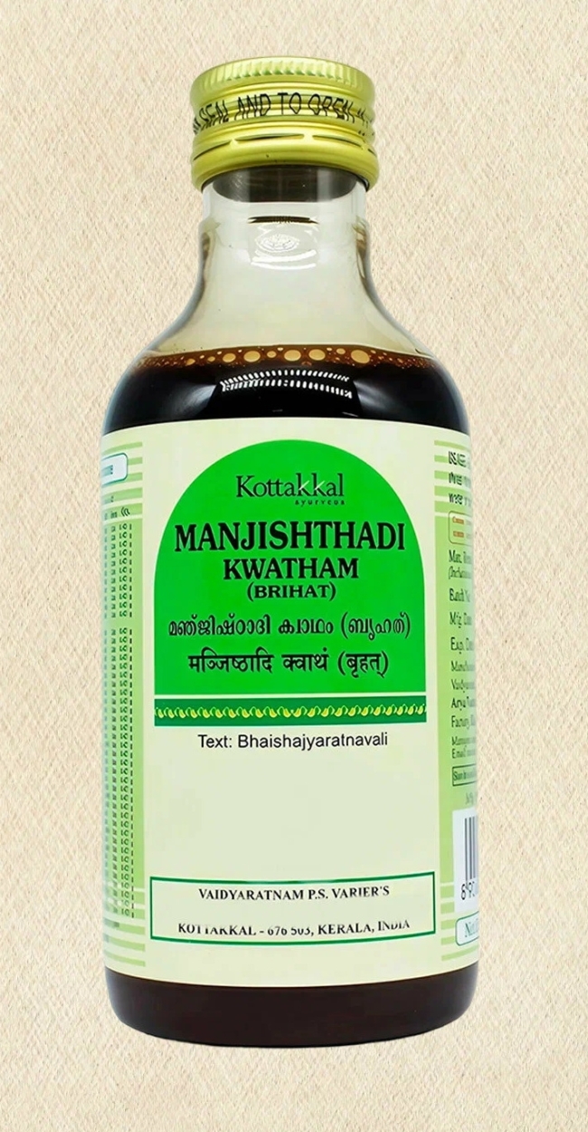 Manjishtadi kwatham brihat (Манжиштади кватам брихат), Kottakkal, 200 мл Manjishtadi kwatham brihat (Манжиштади кватам брихат), Kottakkal, 200 мл