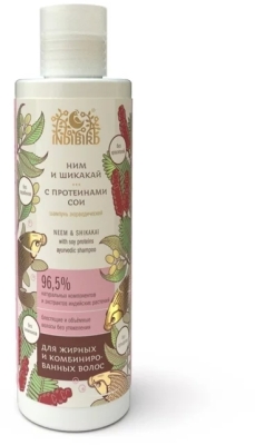 Ним и Шикакай, шампунь аюрведический, без сульфатов (Neem Shikakai Ayurvedic shampoo), Indibird, 250мл 