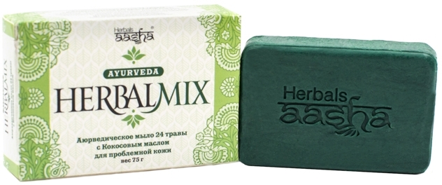 Мыло аюрведическое 24 травы, для проблемной кожи, Aasha Herbals, 75г Мыло аюрведическое 24 травы, для проблемной кожи, Aasha Herbals, 75г