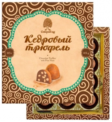 Конфеты шоколадные с кедровым орехом Кедровый Трюфель, Сибирский кедр, 115г