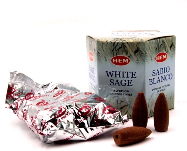 Благовония пуля Белый Шалфей стелющийся дым (Back Flow White Sage), HEM, 40 шт Благовония пуля Белый Шалфей стелющийся дым (Back Flow White Sage), HEM, 40 шт