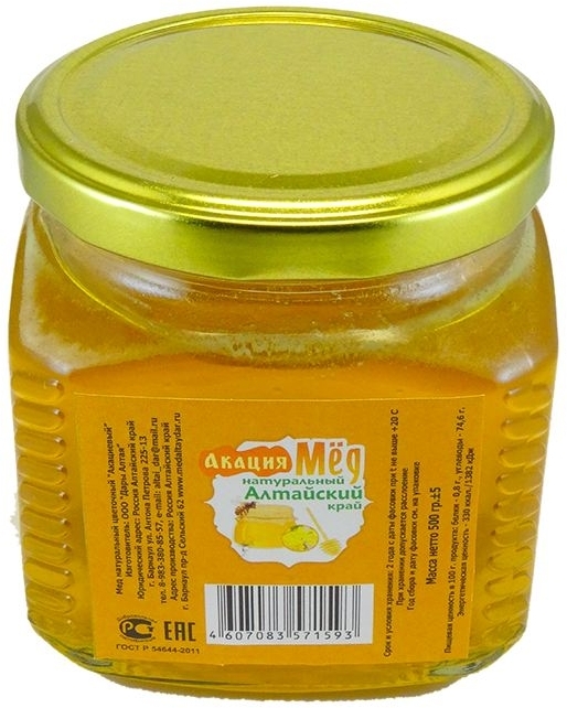 Мед Акациевый натуральный, Дары Алтая, 300 г/500 г
