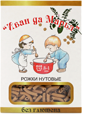 Макароны рожки нутовые (без глютена), Иван да Марья, 400 г