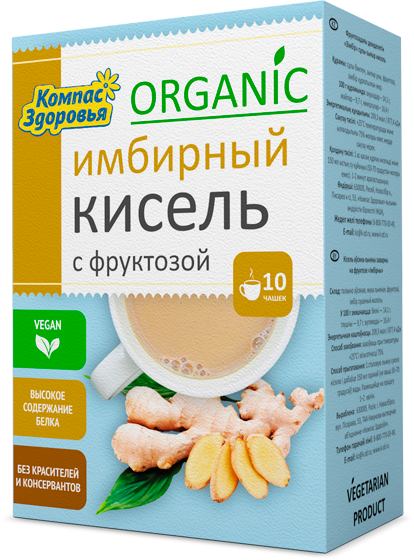 Кисель "Имбирный" с фруктозой, Компас Здоровья, 150 г