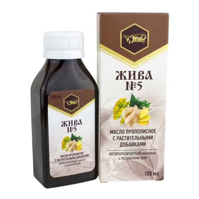 Жива №5, масло прополисное с экстрактами от паразитов , Жива, 100 мл Жива №5, масло прополисное с экстрактами от паразитов , Жива, 100 мл