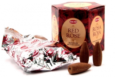 Благовония пуля Красная Роза стелющийся дым (Back Flow Red Rose) HEM, 40 шт