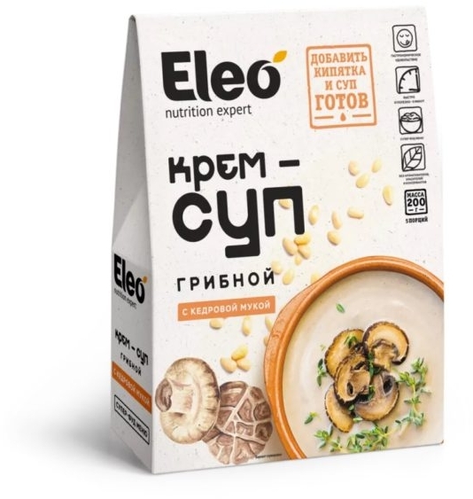 Крем-суп грибной с кедровой мукой Eleo, Специалист, 200 г Крем-суп грибной с кедровой мукой Eleo, Специалист, 200 г