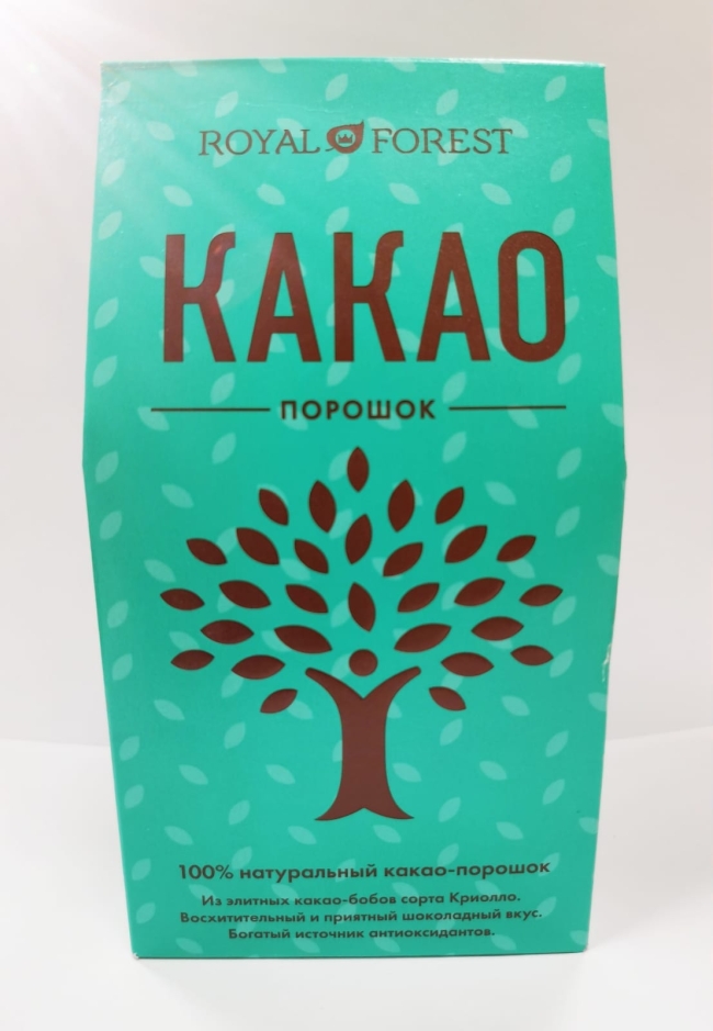 Какао-порошок, 100% натуральный, Royal Forest, Транскэроб, 100/200 г Какао-порошок, 100% натуральный, Royal Forest, Транскэроб, 100/200 г