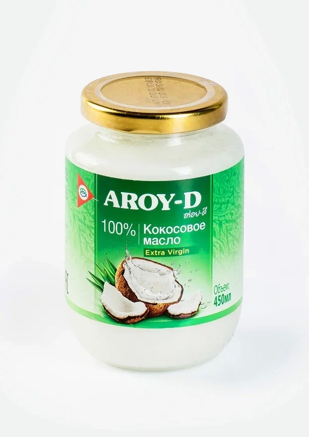 Кокосовое масло, первый холодный отжим, 100% (Extra Virgin), Aroy-D, 180мл/450мл Кокосовое масло, первый холодный отжим, 100% (Extra Virgin), Aroy-D, 180мл/450мл