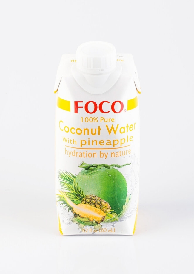 Кокосовая Вода "FOCO" с Соком Ананаса (100% натуральный напиток, без сахара), FOCO, 330 мл Кокосовая Вода "FOCO" с Соком Ананаса (100% натуральный напиток, без сахара), FOCO, 330 мл