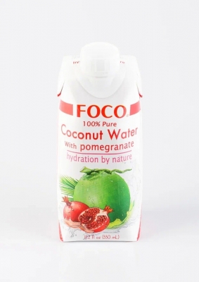 Кокосовая Вода "FOCO" с Соком Граната (100% натуральный напиток, без сахара), FOCO, 330мл