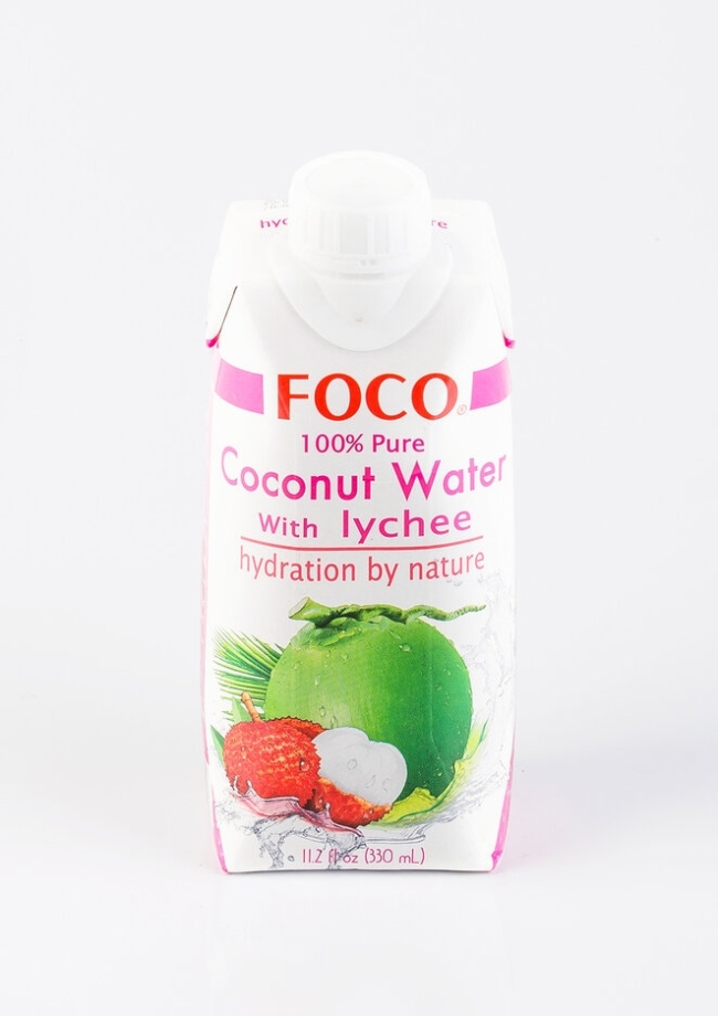 Кокосовая Вода "FOCO" с Соком Личи (100% натуральный напиток, без сахара), FOCO, 330мл Кокосовая Вода "FOCO" с Соком Личи (100% натуральный напиток, без сахара), FOCO, 330мл