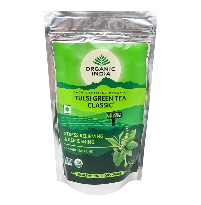 Аюрведический напиток Тулси и Зеленый чай (Tulsi Green tea classic), Organic India, 25 пак/100г Аюрведический напиток Тулси и Зеленый чай (Tulsi Green tea classic), Organic India, 25 пак/100г