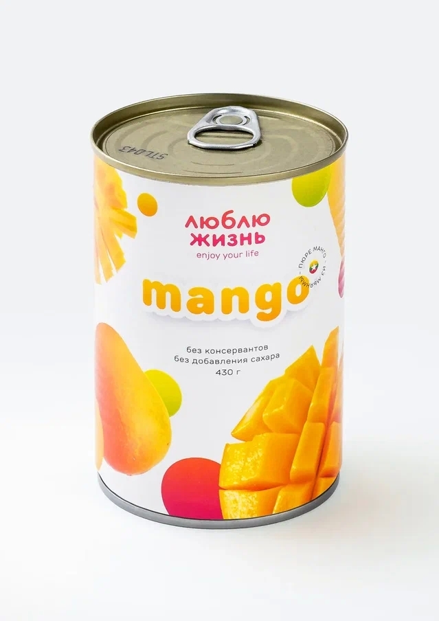 Пюре Манго из спелых фруктов, натуральное, без сахара, Люблю Жизнь, Мьянма, 430г Пюре Манго из спелых фруктов, натуральное, без сахара, Люблю Жизнь, Мьянма, 430г