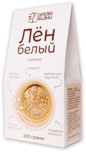 Лен белый, семена, Древо жизни, 200/400г Лен белый, семена, Древо жизни, 200/400г