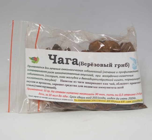 Чага (Березовый гриб), Славные Tравы Алтая, 100г Чага (Березовый гриб), Славные Tравы Алтая, 100г