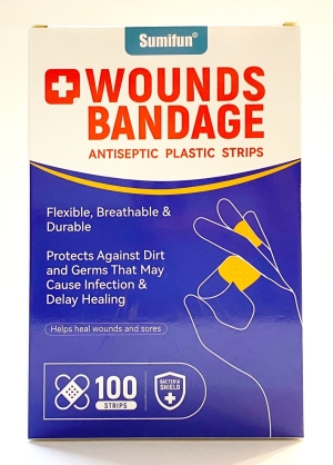 Вундс (Wounds Bandage Antiseptic Plastic Strips Sumifun) антисептический пластырь , 100 шт  
