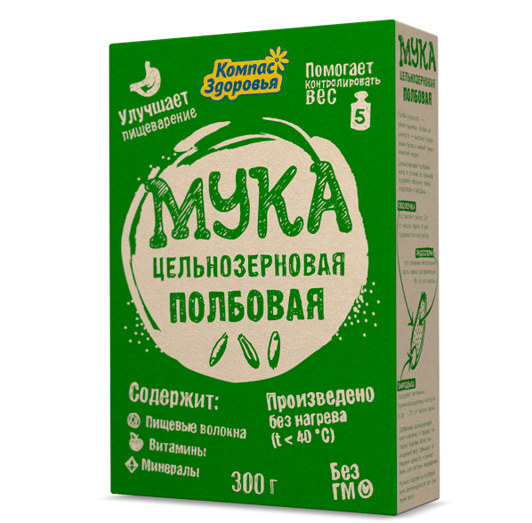 Мука цельнозерновая Полбовая, Компас Здоровья, 300г