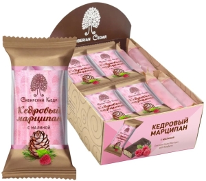 Марципан кедровый с малиной, Сибирский кедр, 40г Марципан кедровый с малиной, Сибирский кедр, 40г